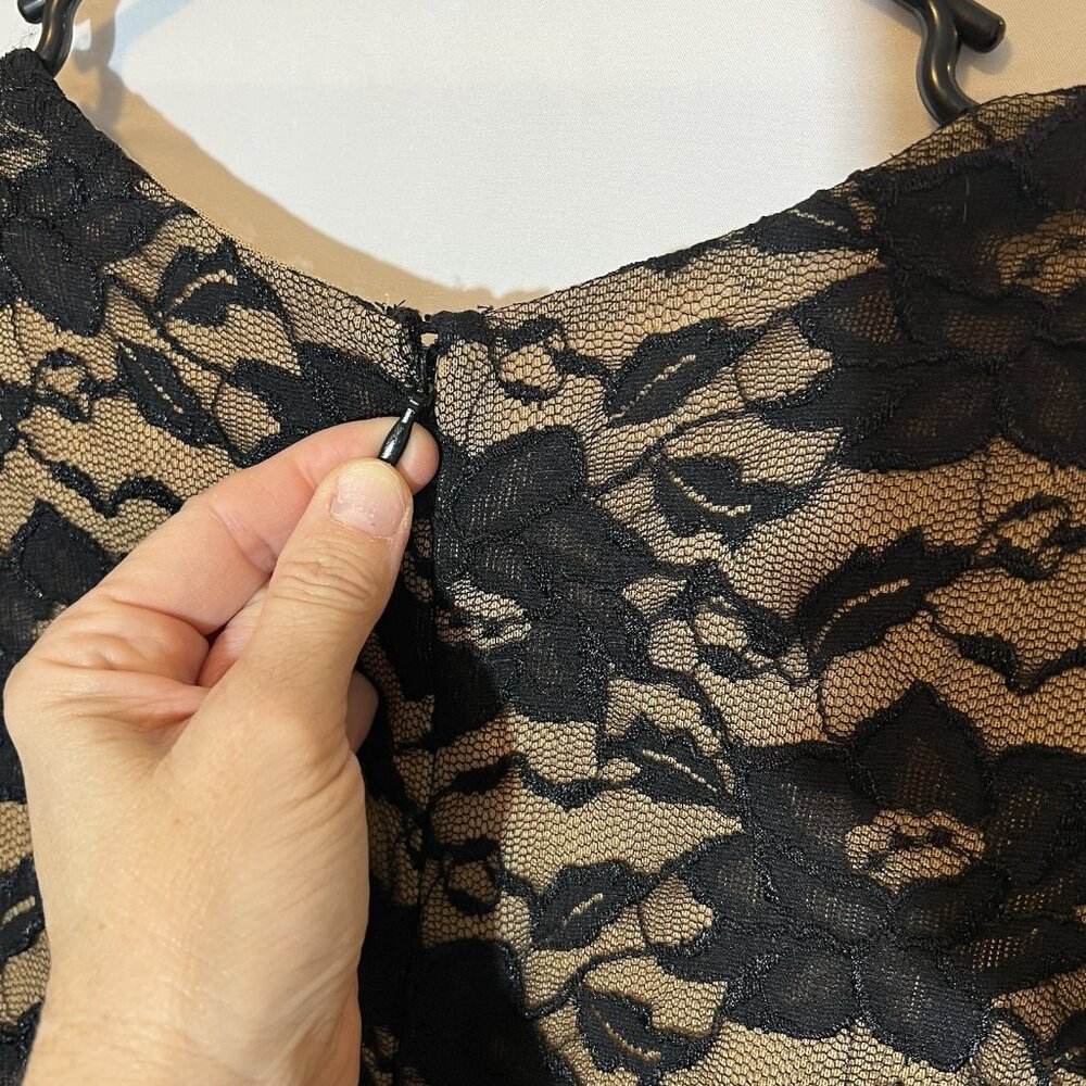 MARCBOUWER ANTHROPOLOGIE Lace Sava Dress Size 12 knee Black Stretch Zipper Lined - Picture 10 of 15